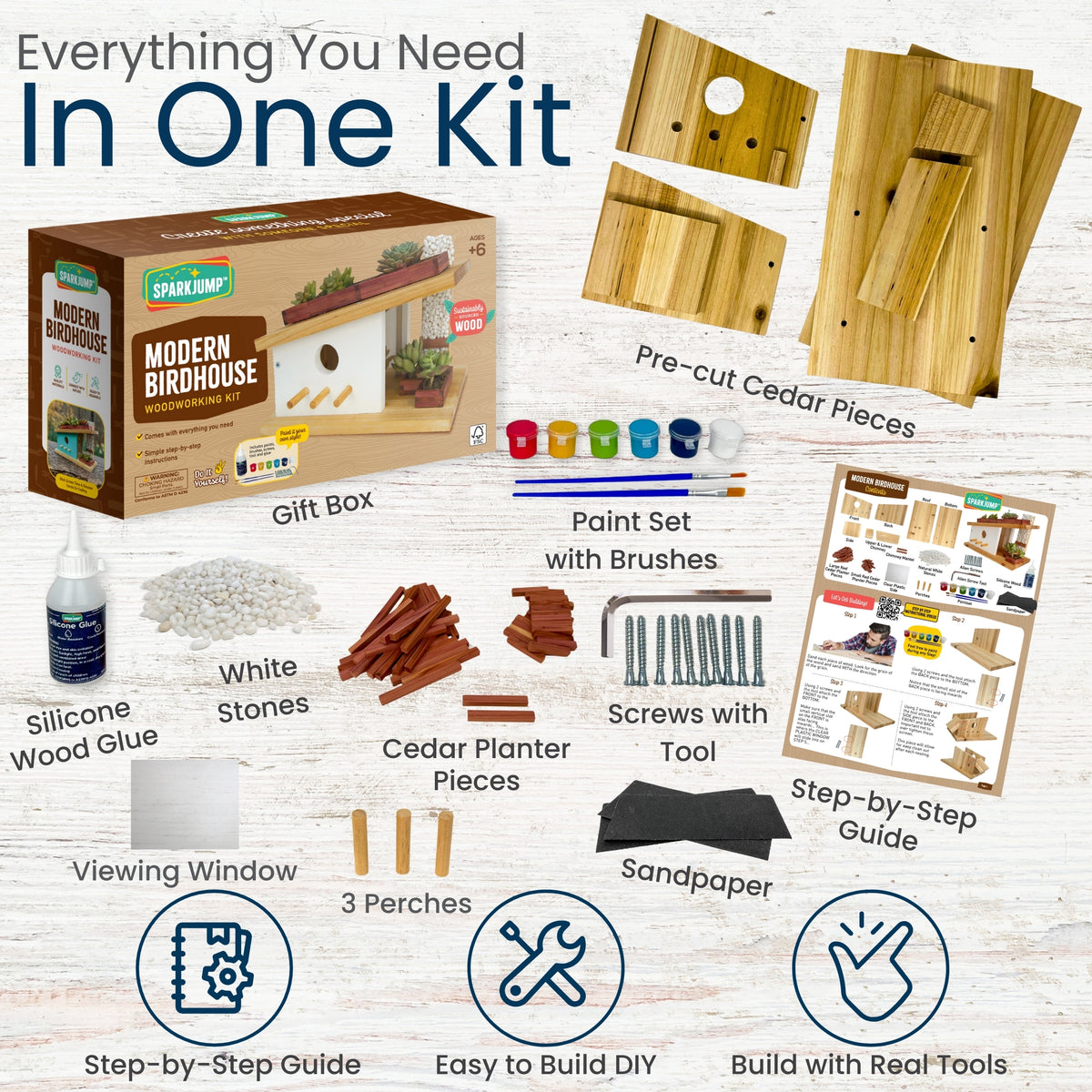 Modern Birdhouse Woodworking Kit