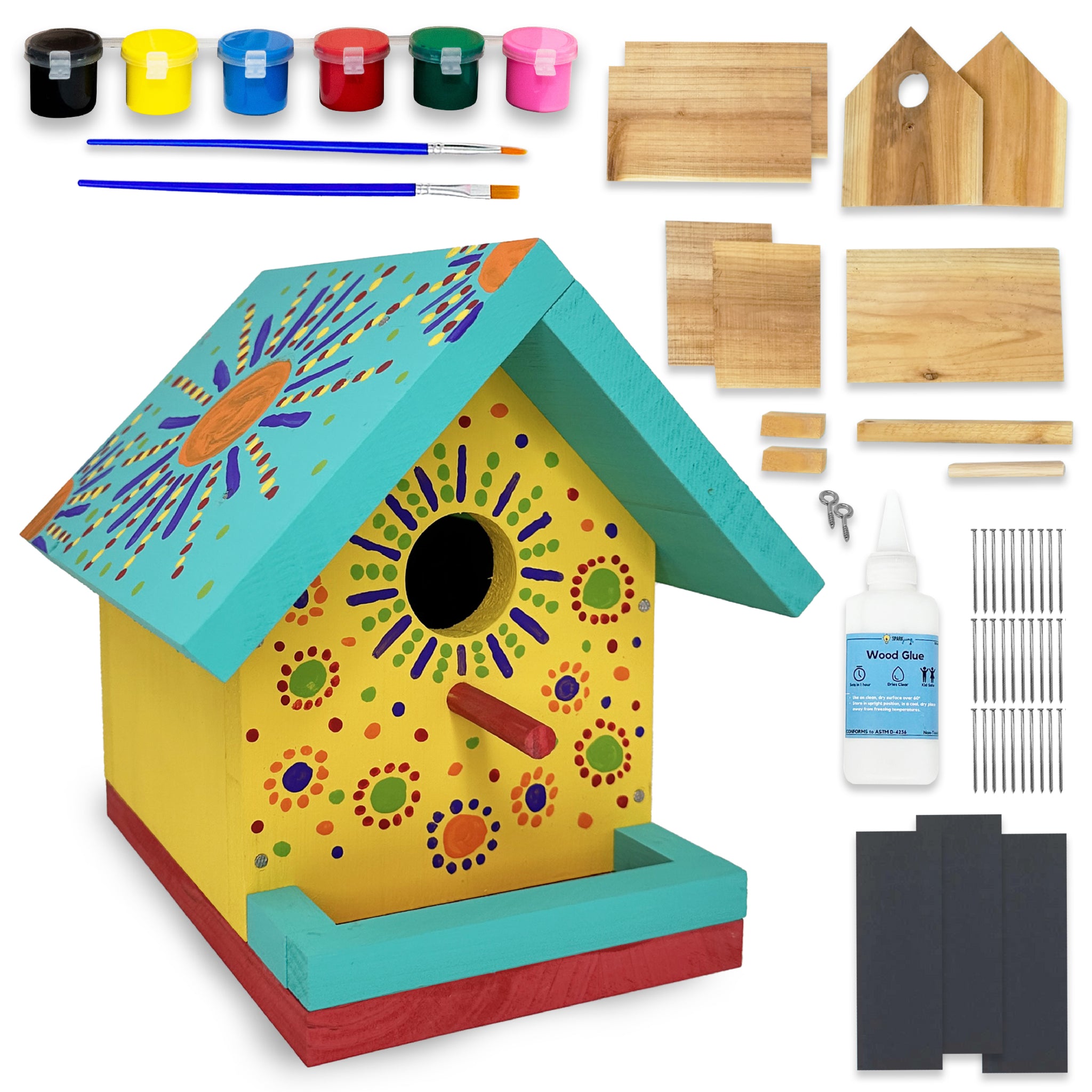9 DIY Bird House Kits For Children to Build - Wood Birdhouse Kits For Kids  to Paint - Unfinished Wood Bird Houses to Paint for Kids - Wood Craft
