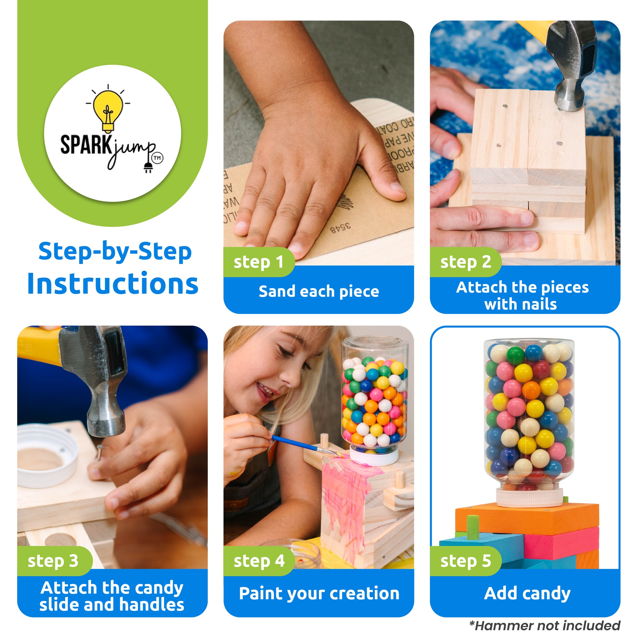 Candy Dispenser DIY Woodworking Kit for Kids by SparkJump